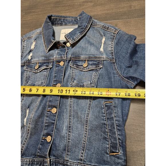 Celebrity Pink Women's Distressed Size Medium Denim Cropped Jean Jacket - Picture 4 of 6